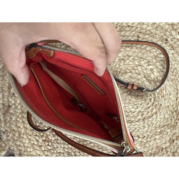 Dooney & Bourke Sullivan Coated Cotton Pink Striped Small Crossbody Pouchette - Picture 8 of 11